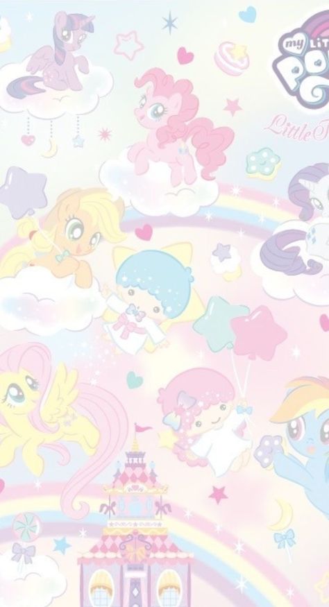 Little Pony Wallpaper, Pink Retro Wallpaper, Cutecore Pfp, Pony Wallpaper, Pink Wallpaper Hello Kitty, Kawaii Background, My Little Pony Wallpaper, Kawaii Tattoo, Lit Wallpaper