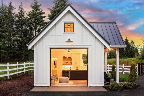 Meet Your New Modern Farmhouse Estate | Renaissance Homes Modern Farmhouse Shed, Garden Outbuilding Ideas, Farmhouse Shed, Outbuilding Ideas, Shed Homes Interior, Farmhouse Sheds, Farmhouse Garage, Relaxing Space, Homes Interior