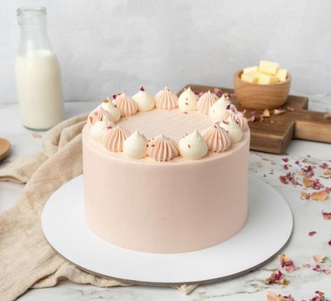 Lychee Rose Cake, Elegant Pink Cake, Cake Storage, Simple Cake Designs, Cake Sizes, Vanilla Sponge, Market Stall, Bday Cake, Mini Cake