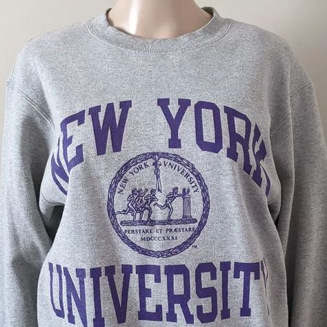 Champion New York University grey crewneck sweater Nyu Sweatshirt, Nyu University, New York University, York University, Xmas List, Grey Crewneck, Crewneck Sweater, Crew Neck Sweater, Sweater Sizes