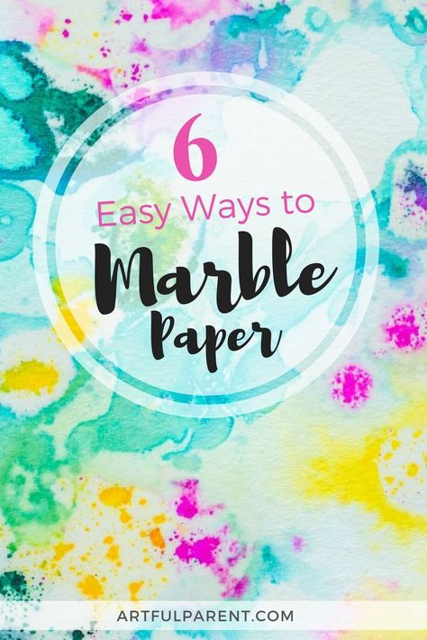 Wondering how to marble paper? Here are six marbling techniques that are easy, fun, and kid-friendly. Plus the results are beautiful! #watercolors #watercolorsforkids #kidsactivities #artforkids Daycare Art, Artful Parent, Coloring Crafts, Art Preschool, Weaving For Kids, Marbling Techniques, Family Tips, Water Marbling, Diy Marble