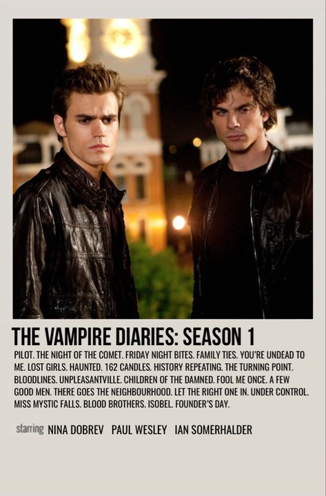 Tvd Poster, Tvd Season 1, The Night Of The Comet, Vampire Diaries Season 1, Night Of The Comet, Diary Movie, The Salvatore Brothers, Vampire Diaries Characters, The Vampire Diaries Characters