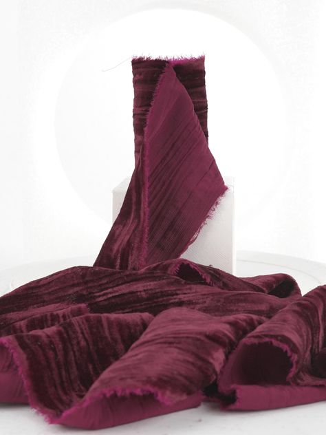 PRICES MAY VARY. Velvet Ribbon Color: Hand dyed in burgundy/marnoon color, soft and with shiny lustrous surface, adding a touch of elegance and luxurious to your gifts, decorating projects and crafts Frayed Velvet Ribbon Size: Ribbon measures 3" wide and continuous 3 yards(9ft) long per roll, ribbons are packed in a paper box, easy to store and use Hand-Torn Frayed Edges: Handmade with silk velvet material, the hand-torn frayed edges give the ribbon a rustic, chic look, the crinkled finish adds Starter Apartment, Velvet Ribbon Wedding, Staircase Garland, Flower Bouquet Gift, Gift Wrapping Wedding, Shabby Chic Wardrobe, Ribbon For Wreaths, Garland Flower, Wreath Hanging