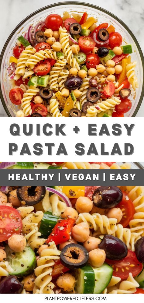 Are you looking for an easy vegan pasta salad recipe? Look no further! This healthy pasta salad can be added to your list of vegan pasta recipes, and vegan lunch or dinner recipes. It fits any time of the day! Easy Healthy Pasta Salad, Quick Vegan Pasta, Easy Healthy Pasta, Pasta Salad Vegan, Vegan Superbowl Food, Healthy Vegan Pasta, Easy Vegan Pasta, Veg Dinner Recipes, Vegetarian Pasta Salad