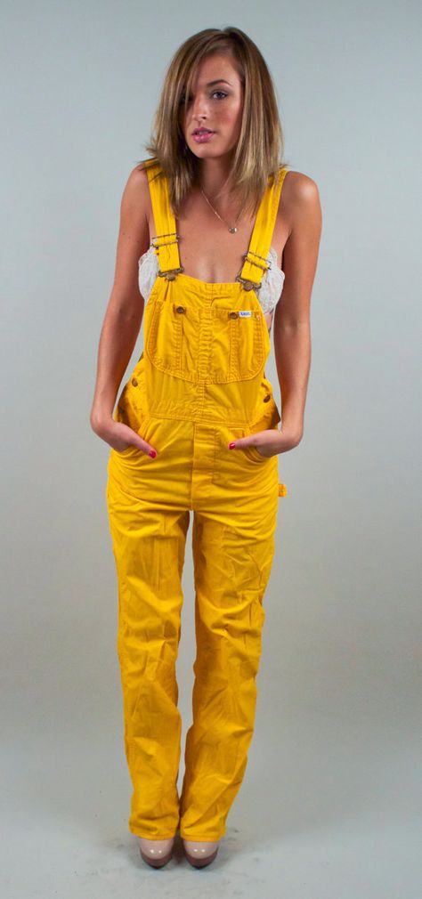 Vintage 70s Yellow Overalls mustard bib by VonVixenVintage on Etsy Yellow Overalls, Outfit Jumpsuit, 2019 Style, Yellow Jeans, Jean Overalls, Ski Suits, Bib Overalls, Denim Overalls, Dungarees