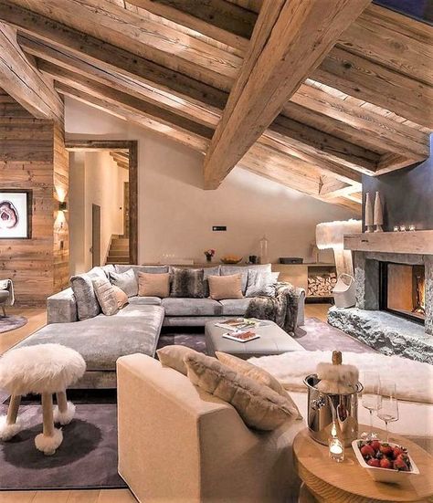 Cozy Mountain Home, Chalet Modern, Mountain Interiors, Chalet Interior, Chalet Design, Cozy Spaces, Cabin Life, Mountain Home, Mountain House