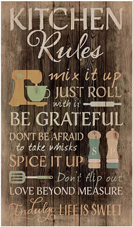 Amazon.com: P. Graham Dunn Kitchen Rules Distressed 24 x 14 Wood Pallet Wall Art Sign Plaque: Home & Kitchen Country Farmhouse Decor Living Room, Kitchen Rules Sign, Wood Pallet Wall Art, Family Rules Sign, Kitchen Wall Art Printables, My Kitchen Rules, Pallet Wall Art, Kids World Map, Kitchen Rules