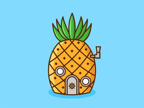 spongebob home by adib ismawan on Dribbble Spongebob House, Tv Times, Outdoor Art, Learning Toys, Movie Art, Animated Movies, Art Pictures, Cartoon Characters, Small Tattoos