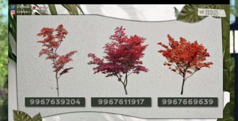 Fall Bushes Decal Bloxburg, Bloxburg Autumn Tree Decals, Fall Bush Decals Bloxburg, Bloxburg Fall Decals, Bloxburg Plants, Plant Decals, Bloxburg Designs, Realistic House, Winter House Exterior