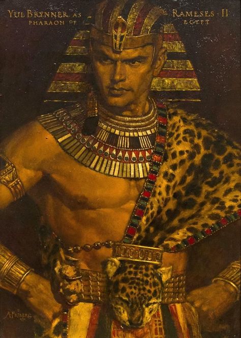 Yul Brynner as Ramses II by  Arnold Friberg Sejarah Asia, Egypt Concept Art, Egypt Aesthetic, Yul Brynner, Prince Of Egypt, Ramses Ii, Ancient Egypt Art, Egyptian Pharaohs, Ten Commandments