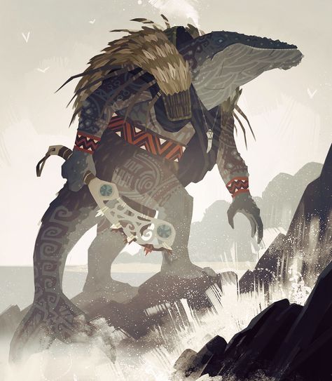 ArtStation - Maori Warrior, Florian Biege Maori Warrior, Monster Concept Art, Dungeons And Dragons Characters, Dnd Art, Fantasy Monster, Monster Design, Creature Concept Art, Fantasy Rpg, Creature Concept