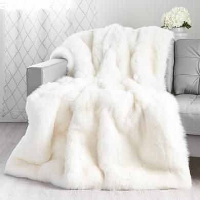 Custom Full Pelt White Fox Fur Blanket / Fur Throw White Faux Fur Throw, Fur Blankets, White Throw Blanket, Faux Fur Throw Blanket, Comfy Blankets, Cute Blankets, Fur Throw Blanket, Fur Blanket, Luxurious Home