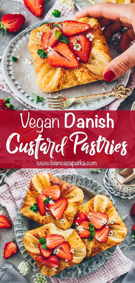 Vegan Breakfast Pastry Recipes, Vegan Danish Pastry, Healthy Puff Pastry Recipes, Vegan Danish Recipe, Vegan Puff Pastry Recipes, Vegan Danish, Puff Pastry Danish, Vegan Edibles, Scandinavian Dishes