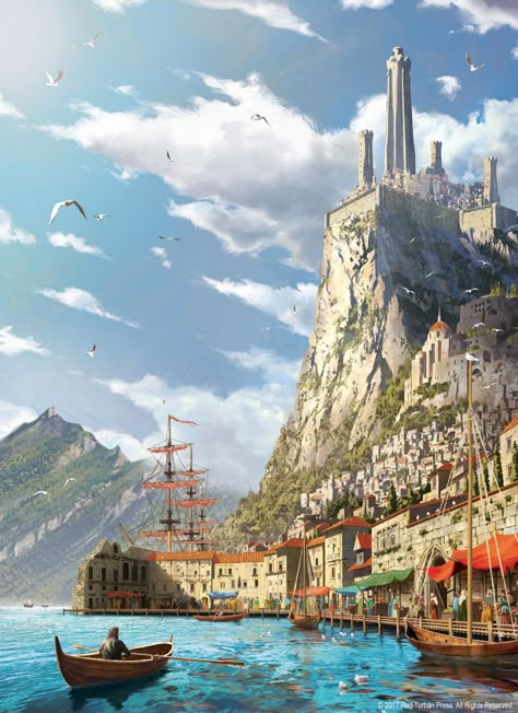 ArtStation - The City State of Estom - Red Turban Press, Findara McAvinchey Location Inspiration, Hur Man Målar, Fantasy City, Fantasy Castle, Fantasy Setting, Fantasy Places, Fantasy Map, Fantasy Art Landscapes, Fantasy Concept Art