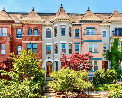 Washington DC row houses Fairmont Street built 1895 | Flickr Row House Exterior, Exterior Paint Color, Row House, Apartment Building, Built Environment, Washington Dc, Exterior Paint, Washington, House Colors