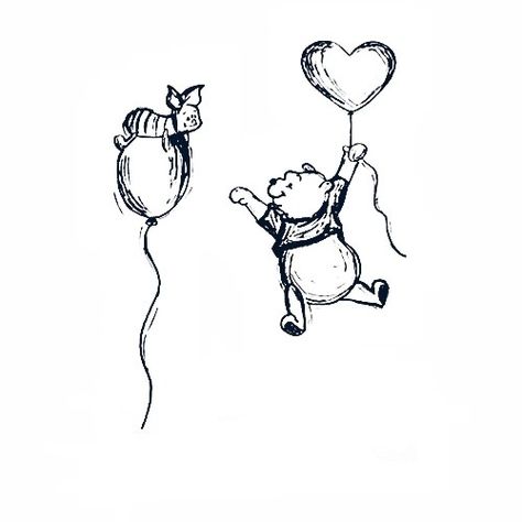 Winnie The Pooh And Piglet Tattoo Ideas, Winnie The Pooh Line Drawing, Winnie The Pooh Piglet Tattoo, Winnie The Pooh And Piglet Drawing, Winnie The Pooh Matching Tattoos, Winnie The Pooh Line Art, Piglet And Pooh Tattoo, Winnie The Pooh Black And White, Winnie The Pooh Tattoo Quotes