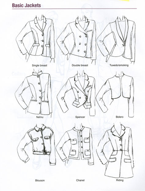 Jackets For Women Drawing, Jacket Illustration Sketches, Different Jacket Types, Jacket Tutorial Drawing, Drawing Jackets Design Reference, Drawing A Jacket, Coat Sketch Fashion Drawings, Women Drawing Tutorial, Coat Drawing Sketches