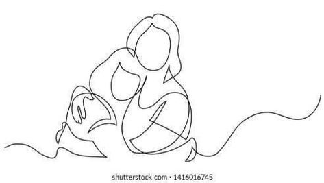 Mother Daughter One Line Drawing, Mother Daughter Doodle Art, Mother Daughter Hug Drawing, Mother Hugging Daughter Drawing, Mom Daughter Line Art, Mothers Day Line Art, Mom Hugging Daughter Drawing, Painting For Mom From Daughter, Mom Day Drawing