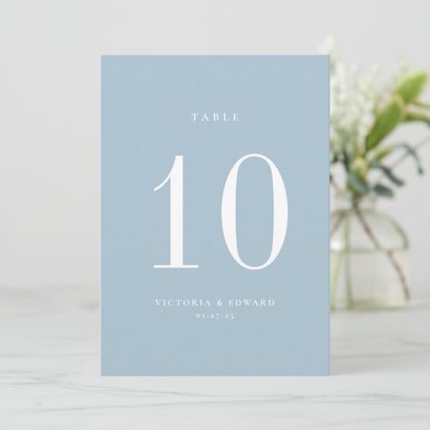 Minimalist Light Blue Wedding Table Number Card Light Blue Wedding Table, Sky Blue Wedding, Blue Wedding Table, Sky Blue Weddings, Table Number Card, Wedding Invitation Background, Wedding Table Number Cards, Light Blue Wedding, Wedding Invitation Video