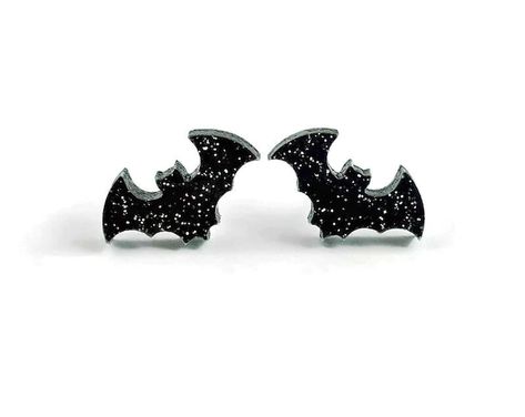 LevanterCo - Etsy Goth Rockabilly, Rose Gold Statement Earrings, Vintage Inspired Earrings, Bat Earrings, Cute Goth, Cute Bat, Glitter Acrylic, Black Bat, Glitter Acrylics