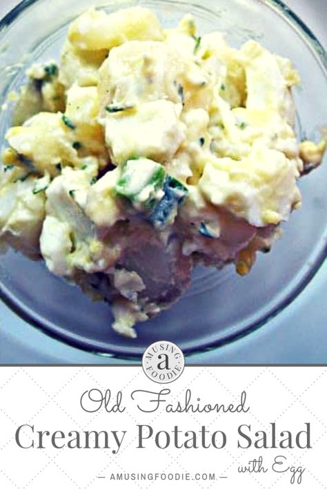 Old Fashioned Creamy Potato Salad - (a)Musing Foodie Substitute For Sour Cream, Sour Cream Potato Salad, Asian Ramen Noodle Salad, Sour Cream Potatoes, Sour Cream Substitute, Best Potato Salad Recipe, Potato Salad Recipe Easy, Ramen Noodle Salad, Chicken Honey