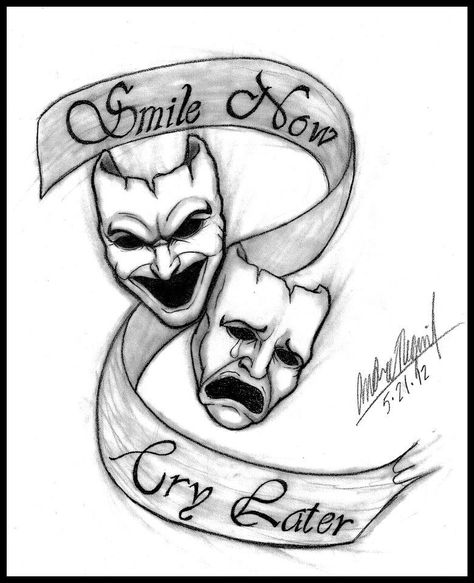 Clown Graffiti, Gangsta Drawings, Draw Smile, Gangster Drawings Easy, Stammestattoo Designs, Gangster Drawings, Smile Now Cry Later, Latest Tattoo Design, Laugh Now Cry Later