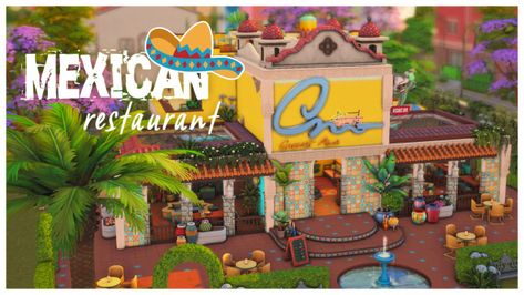 Mexican Restaurant "Luna" 🌒🌮 Sims 4 Mexican, Spicy Enchiladas, Sims 4 Restaurant, Sims4 Cc Mods, Ts4 Lots, Sims 4 Save File, Vibrant Interior, Sims Packs, Cozy Restaurant