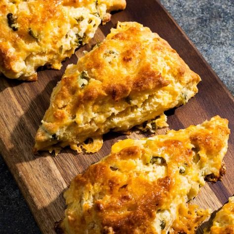 Jalapeño-Cheddar Scones | America's Test Kitchen Recipe Jalapeno Scones, Cheddar Scones, Jalapeno Cheddar Scones Recipe, Jalapeno Cheddar Scones, Jalapeño Cheddar Scones, Maple Bacon Cheddar Scones, Jalapeno Cheddar Artisan Bread, Bacon Jalapeño Cheddar Scones, Sourdough Cheddar Jalepeno