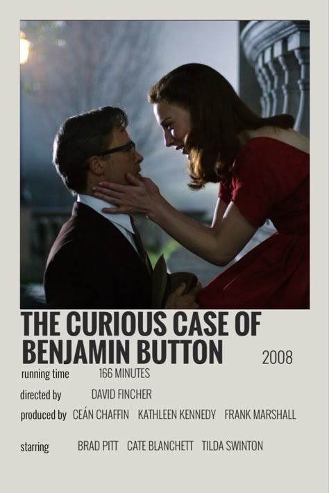 Curious Case Of Benjamin Button, Movie Recs, Benjamin Button, Film Polaroid, Movie To Watch List, Girly Movies, Film Posters Minimalist, Posters Minimalist, Film Posters Vintage