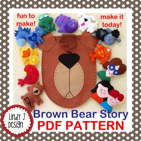 Brown Bear Felt Board Template, Felt Playset, Felt Figures, Felt Bear, Flannel Board Stories, Felt Board Stories, Bear Felt, Felt Stories, Flannel Board