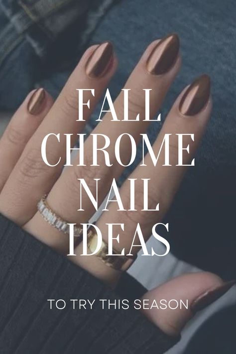 See below for some gorgeous fall chrome nail colors that will have your nails looking stunning this season! Chic Chrome Nails, Chrome Nails Color Chart, Mocha Nails With Chrome, Light Color Chrome Nails, Nude Nail With Chrome, Chrome Over Red Nails, Heaven Sent Nail Color, Dip Nail Ideas Chrome, Red With Gold Chrome Nails