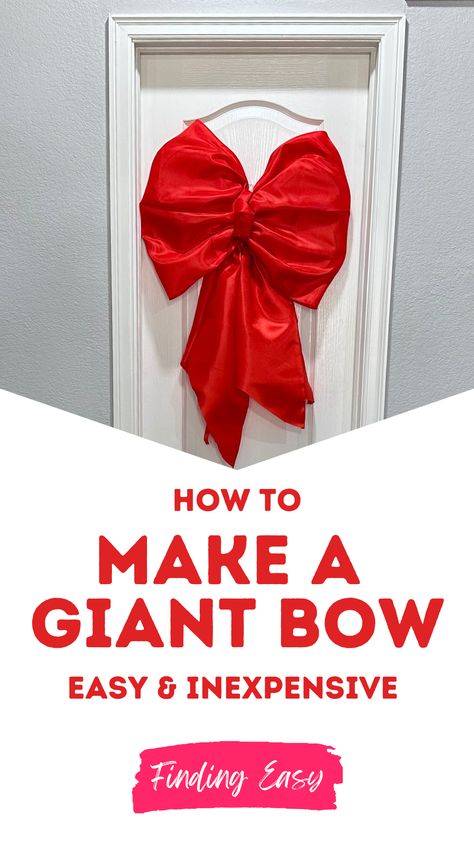 In this step-by-step tutorial, I will walk you through the process of creating a beautiful oversized bow for your Christmas decoration. This DIY project is not only simple but also cost-effective. Prepare yourself to make a significant impact with this enormous Christmas bow! Get ready to add a touch of elegance to your holiday decor! #findingeasy #ChristmasDecor #DIYProject #BowMaking #HolidayCraft Diy Large Bows Tutorials, Foam Bows Diy, Big Bows Diy Christmas, Diy Big Bows Decoration, Big Christmas Bows Diy, How To Make A Big Christmas Bow, How To Make A Giant Bow, Giant Bow Diy, Giant Christmas Bow