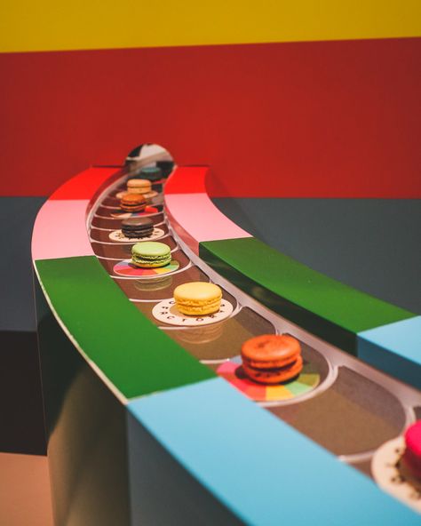 Colour Factory New York, Conveyor Belt Design, Colourful Macarons, The Color Factory, New York In August, Conveyer Belt, Conveyor Belt Sushi, Mini Adventures, Color Factory