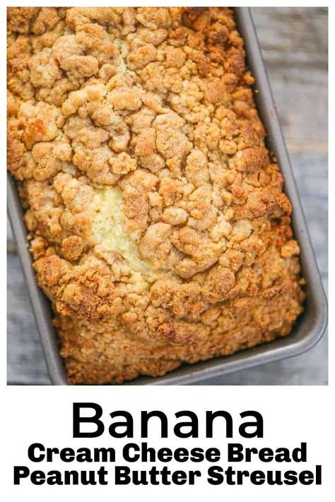 Banana Bread With Peanut Butter Chips, Banana Bread Recipe With Peanut Butter, Banana Bread With Cream Cheese Frosting, Peanutbutter Bananabread, Veggie Breads, Banana Cream Cheese Bread, Pb Banana Bread, Banana Bread With Cream Cheese, Banana Bread Cream Cheese