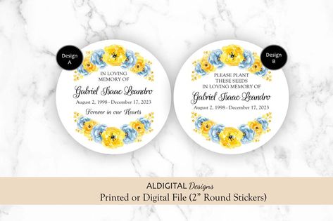 Memorial Stickers, Memorial Favors, Blue Stickers, Circle Labels, I Can Change, Thank You Stickers, White Stickers, In Loving Memory, Round Stickers