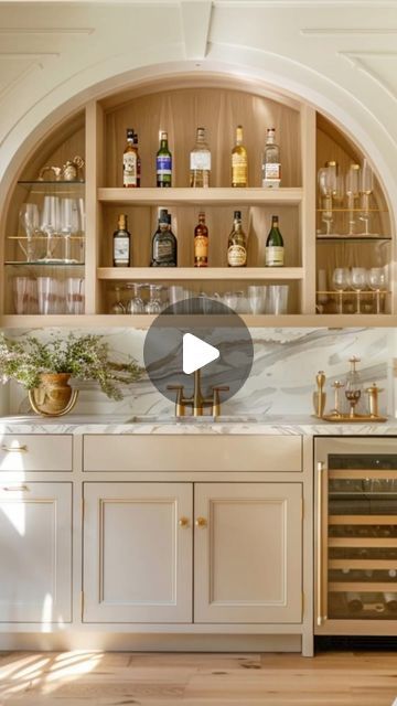 The Tay Haus Collective on Instagram: "Arches are making a comeback and can we talk about what a centerpiece this wet bar makes!   Repost @cottageandkey // AI Design  In a sea of straight lines, arches make everything better. 💕  Disclaimer: The Tay Haus does not own these pictures and/or content (i.e photos, videos, and/or descriptions/captions). Credits are given to respective owners/designers/photographers, and are only meant to be inspiration from our favorite home design posts across social media and are only being reposted for inspiration purposes, and not as a representation of our own work. This is a repost for inspiration only and the accuracy of all information is deemed reliable but not guaranteed and needs to be verified by viewer with original poster directly.  ©️ We have done Home Bar With Fireplace, Built In Bar With Arch, Arched Bar Area, Arch Bar Design, Built-in Wet Bar Design Ideas, Arched Coffee Bar, Arched Wet Bar, Wet Bar In Kitchen, Dining Room Bar Ideas