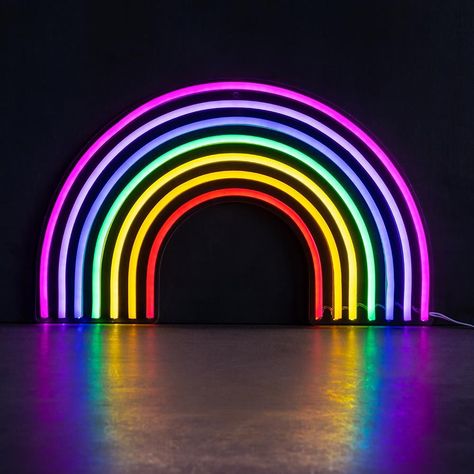 #NeonLightSigns #BrightIdeas #NeonSigns #BrightIdeas Rainbow Neon Light, Rainbow Neon Sign, Pride Decor, Neon Love, Neon Light Art, Aesthetic Objects, Neon Wall Art, Bow Light, Neon Wall