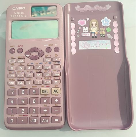 Calculator Decoration Stickers, Decorating Calculator, Decorated Calculator, Calculator Decoration, Calculator Aesthetic, Calculator Sticker, Pink Calculator, Pink Stationary, Calculator Design