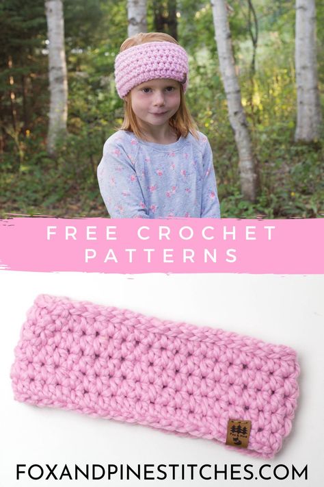 Free crochet pattern easy headband for children and women using chunky lion brand wool ease thick and quick yarn. perfect for mommy and me sets. Lion Brand Wool Ease Patterns, Crochet A Headband, Diy Crochet Headband, Crochet Ear Warmer Free Pattern, Wool Ease Thick And Quick, Headband Sizes, Crochet Headband Tutorial, Crochet Ear Warmer Pattern, Easy Crochet Headbands