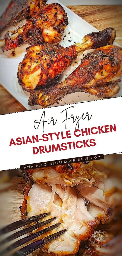 Tired of the same old chicken recipes? Spice it up with our Asian-Style Air Fryer Chicken Drumsticks! A delicious blend of mustard, honey, soy sauce, dried garlic, ginger, and sesame seeds. Crispy, juicy, full of flavor - a recipe made to impress! Chicken Drumsticks In Air Fryer, Drumsticks In Air Fryer, Air Fryer Chicken Drumsticks, Dried Garlic, Soy Chicken, Drumstick Recipes, Chicken Drumstick Recipes, Honey Soy, Cooking Game