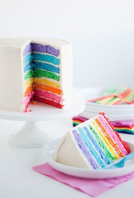 Wedding Cake Buttercream Frosting, Rainbow Wedding Cake, Rainbow Cakes, Rainbow Birthday Cake, Buttercream Wedding Cake, Rainbow Food, Rainbow Wedding, White Wedding Cakes, Manualidades Diy