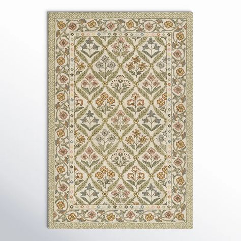 Birch Lane™ Alice Area Rug | Wayfair Rug Layouts, Rugs Layout, English Country Design, Family Den, Poolside Furniture, Natural Living Room, Floor Heating, Farmhouse Pendant Lighting, Geometric Border