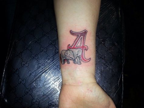 Alabama tattoo Alabama Elephant Tattoo, Alabama Crimson Tide Tattoos, Alabama Tattoo Ideas, Ankle Tats, Ryan Tattoo, Alabama Tattoos, 3 Elephants, Alabama Elephant, Ankle Tat