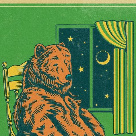 Chris on Instagram: "The other night I read Goodnight Moon to my tiny baby niece and inspiration struck. . . . #art #vintageart #retroart #lowbrowart #cartoonart #cozy #illustration #vintage #bear #procreate #ipadart #adobephotoshop" Vintage Bear Illustration, Cozy Illustration, Art Pinterest, Goodnight Moon, Baby Niece, Bear Illustration, Good Night Moon, Lowbrow Art, Illustration Vintage