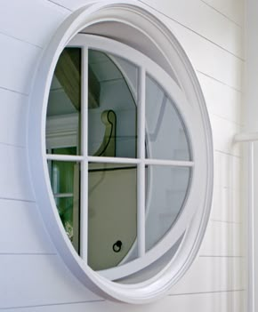 Bates Corkern Studio + Revolving Window Circle Window Exterior, Round Windows Ideas, Circle Window Design, Portal Window, Prison Tower, Circle Windows, Nook Window, Circular Windows, Circle Window