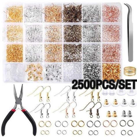 Arrives by Mon, Aug 1 Buy Everso 2500 Pieces Earring Hooks Earring Making Kit for Jewelry Making with Jump Rings Earring Backs Pliers Tweezers Jump Ring Opener at Walmart.com Earring Making Supplies, Resin Jewelry Molds, Earring Kit, Jewelry Making Kits, Jewellery Moulds, Jewelry Making Kit, Earring Making, Hypoallergenic Earrings, Jewelry Repair