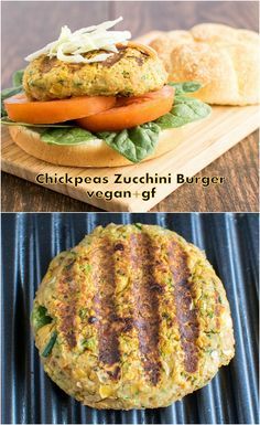 Chickpeas Zucchini Burger! Enjoy this grilled protein packed burger on this father's day. Zucchini Chickpea, Zucchini Burger, Chickpea Burger, Vegan Zucchini, Going Vegetarian, Chickpea Recipes, Vegan Burgers, Meatless Monday, Veggie Burger