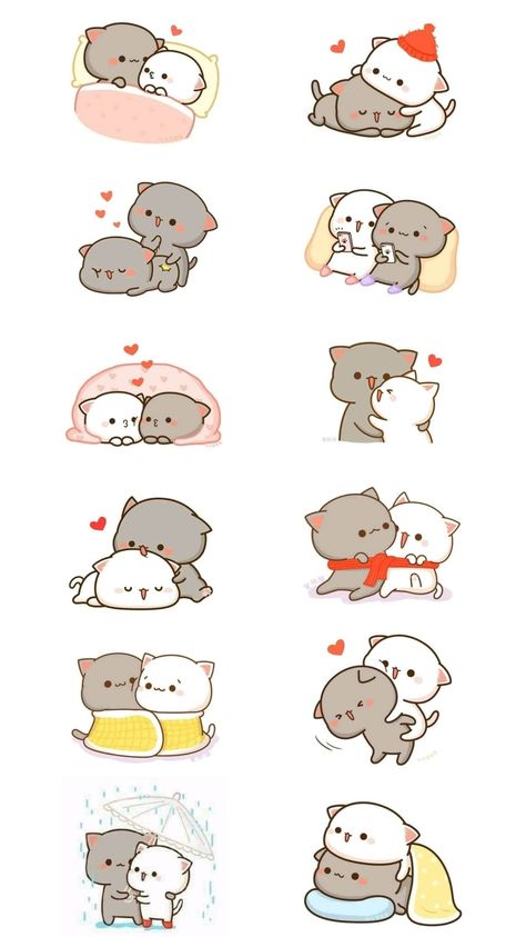 Love Cartoon Couple Drawing, Cute Cat Couple Drawing, Cute Couple Stickers, Cute Couple Doodles, Stickers Couple, Birthday Gifts For Boyfriend Diy, Easy Love Drawings, Cute Bear Drawings, Diy Birthday Gifts For Friends