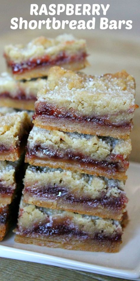 Good Dessert Recipes, Raspberry Shortbread Bars, Snow Science, Raspberry Recipe, Raspberry Shortbread, Shortbread Bars Recipes, Berry Desserts, Raspberry Jam Recipe, Viral Recipes