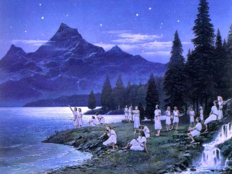 The awakening of the Elves at Cuivienen Ted Nasmith, John Howe, Alan Lee, Silmarillion Art, Tolkien Elves, Middle Earth Art, Tolkien Books, House Lake, Tolkien Art